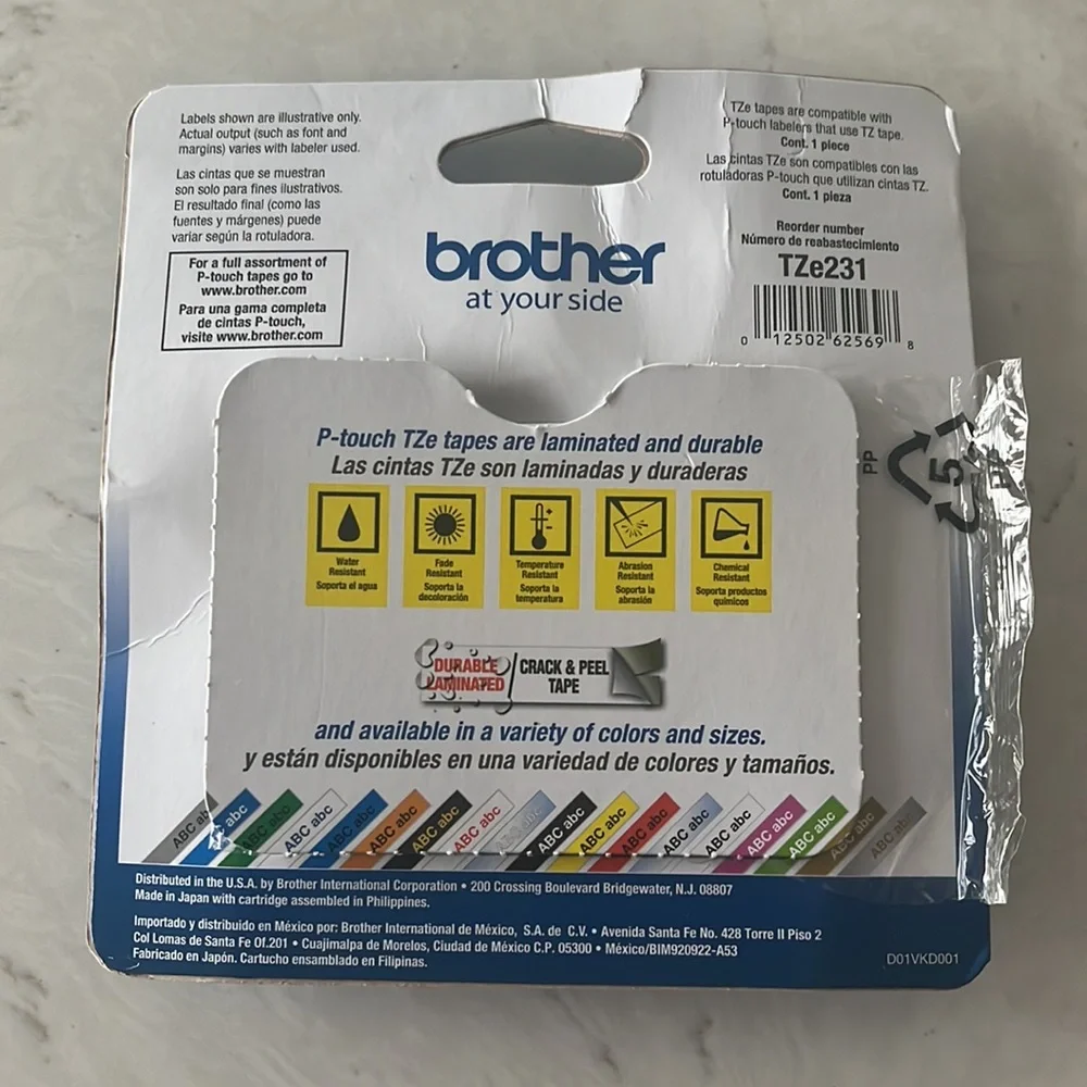 NWT Brother P-touch Electronic Labeling System Tape in White